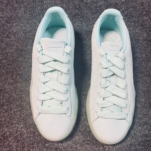 Puma Suede Mono Iced Mint Green Aqua Suede Sneakers Kids US 4C 5 Women's